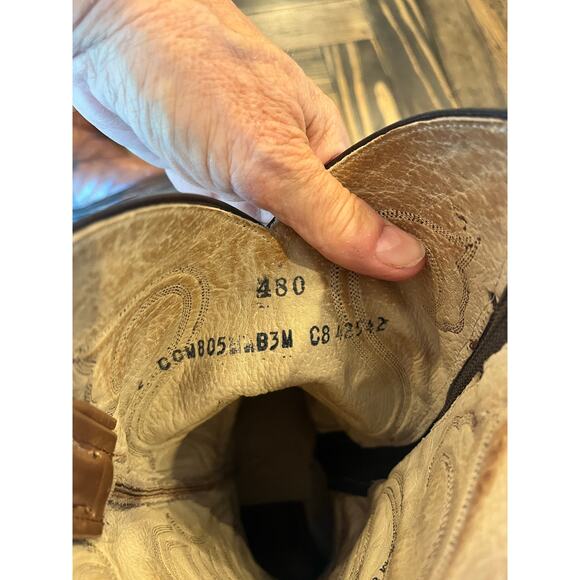 VTG Leather Western Cowgirl Zip Boots Women 9 Aztec Distressed Festival Concert - Picture 4 of 11